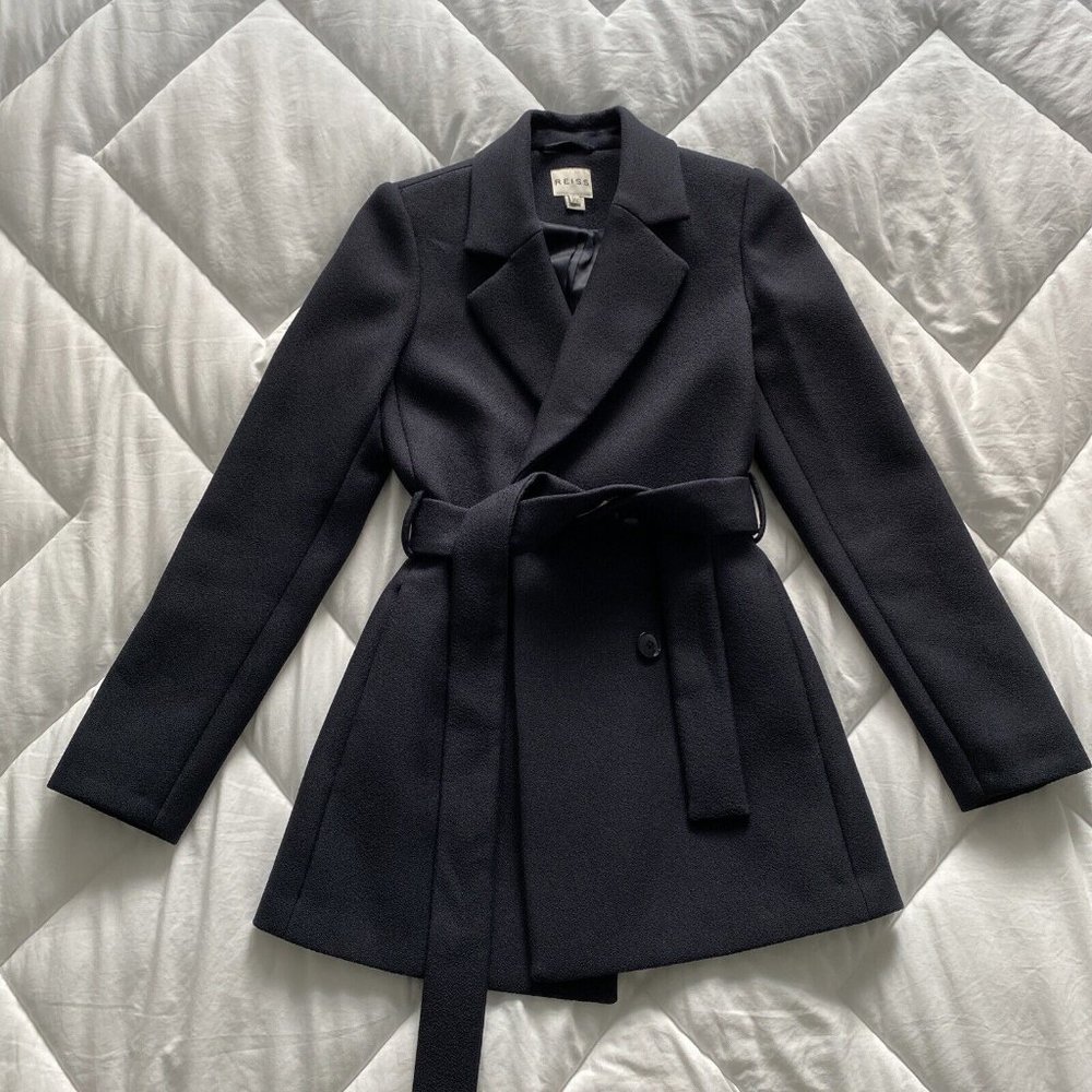 REISS Grazia Belted Blazer Jacket Women’s US Size 0 EU 32 in Navy Blue